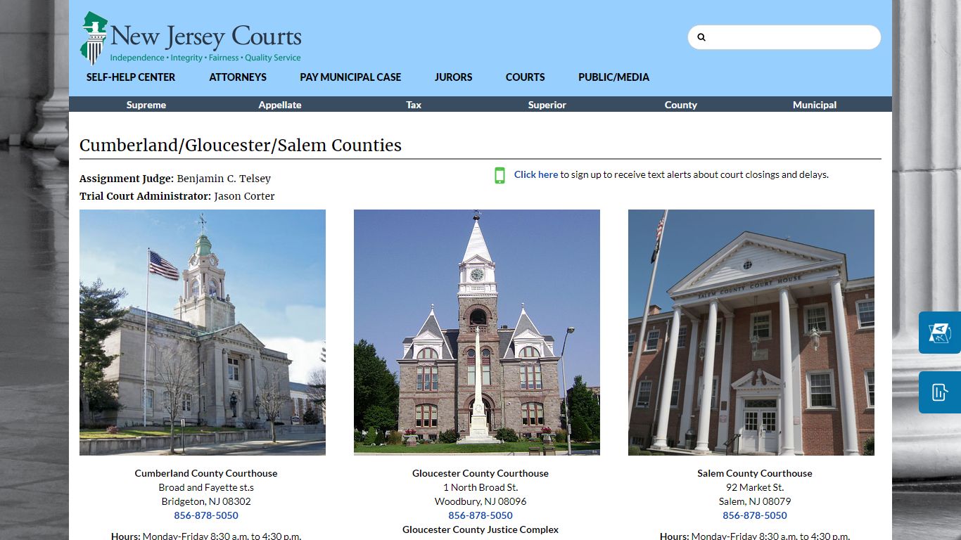 Cumberland/Gloucester/Salem Vicinage - New Jersey Superior Court