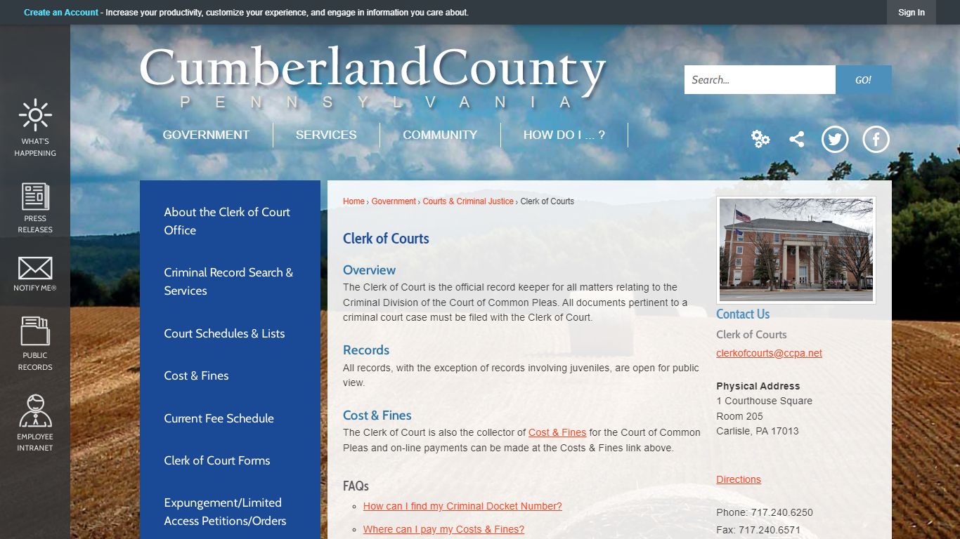 Clerk of Courts | Cumberland County, PA - Official Website