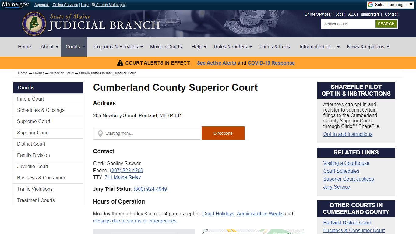 Cumberland County Superior Court - Maine