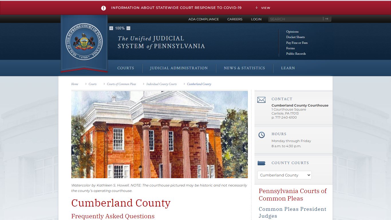 Cumberland County | Individual County Courts | Courts of Common Pleas ...